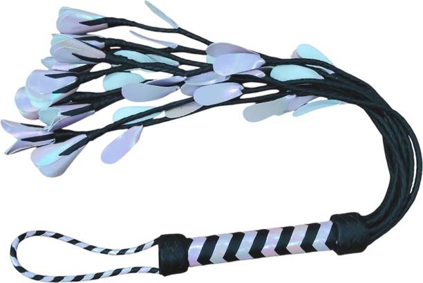 EEOAN Black Sparkle Leather Flowers Flogger Whip