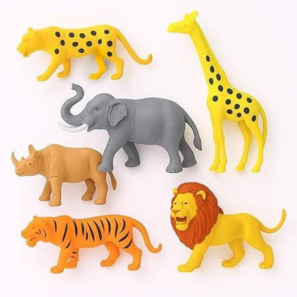 SE Mini Jungle Safari Realistic Wild Animal Toy Figure Playing Set of 6