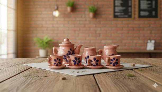 shriyam craft Ceramic Toys Kids Tea Set Cups Set with Saucers for Children