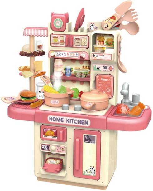 Kidz N Toys Playing Home Kitchen Set, Interactive Cooking Pretend Play Set for Kids