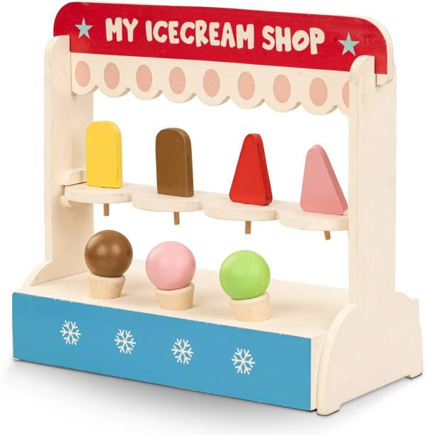 baybee Wooden ice cream shop play toys for kids with 8 Pcs Ice Cream Kitchen play set