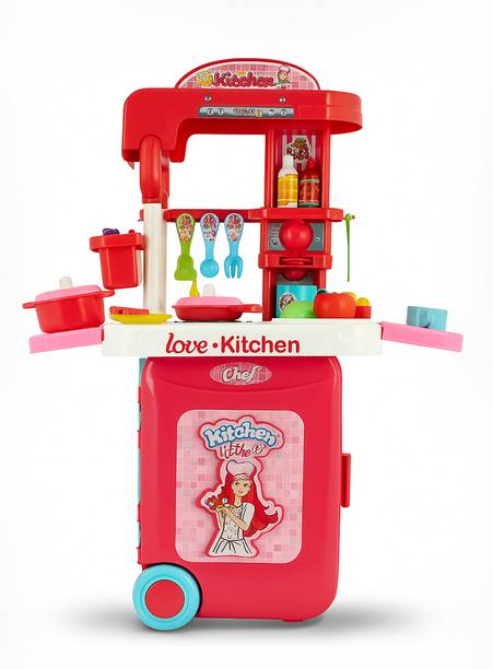 URBAN TOTS Trolley Kitchen Set for Kids | Water Sink with Faucet, Lights & Sounds