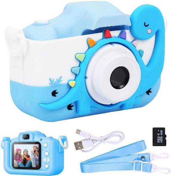 Wembley Kids Digital Camera for Girls Boys 4+ 5 6 7 8 Dino Design Selfie Camera - Blue