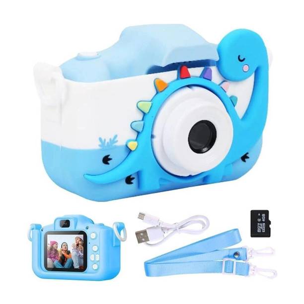 Wembley Kids Digital Camera for Girls Boys 4+ 5 6 7 8 Dino Design Selfie Camera - Blue
