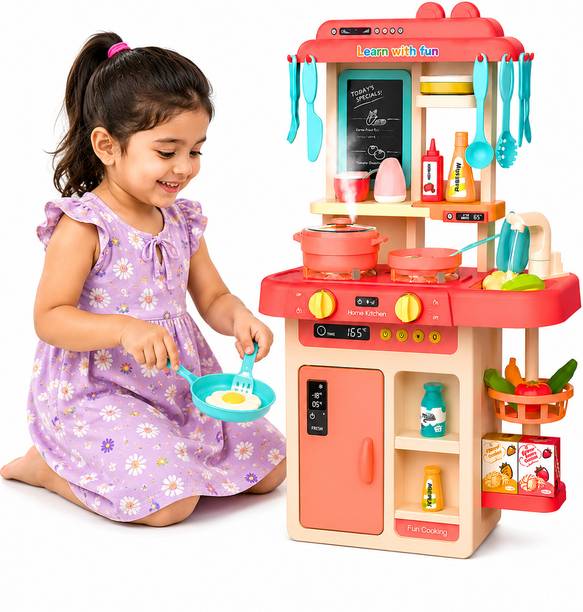 Learn With Fun 42 Pieces Kitchen Set Cooking Toy with Steam Water Light Sound For Kids