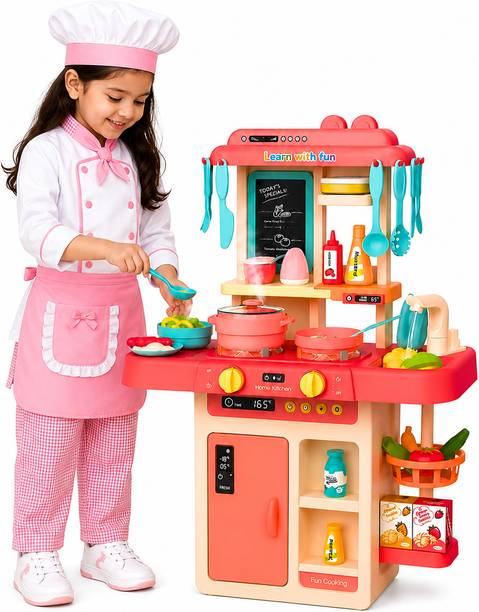 Learn With Fun 42 Pieces Kitchen Set Steam Water Light Sound Role Play Toy For Kids