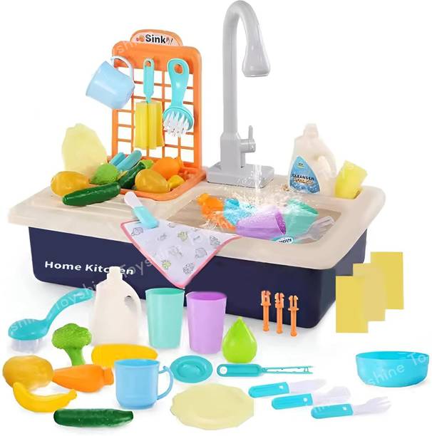 J K INTERNATIONAL Kids Play Kitchen Toy Sink Electronic Dishwasher, Pretend Role Play Toys