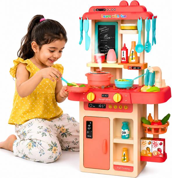 Learn With Fun 42 Pieces Kitchen Set Steam Water Light Sound Kitchen Play Toy For Kids