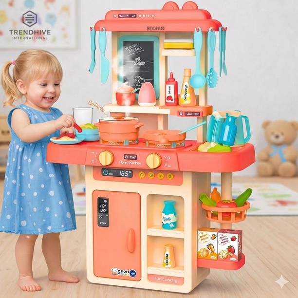 TrendHiveinternational 42 Piece Kitchen Set Music Real Water Tap Actually Feel of Kitchen for Your Kids