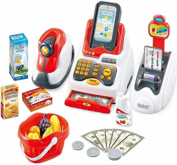 Toy Joy Pretend Play Cash Register Supermarket Toy with Lights And Sound