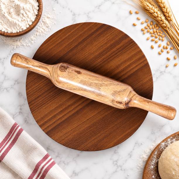 Great Art Wooden Chakla Belan Set::Traditional Roti Rolling Set Rolling Pin & Board