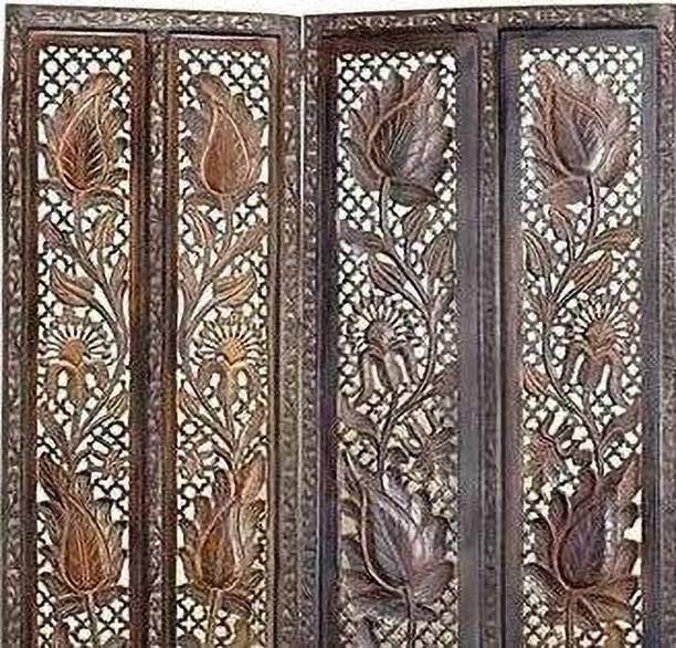 Soul Light Art Wooden Partition || Room Divider Traditional Handicrafts 4 panel Solid Wood Decorative Screen Partition