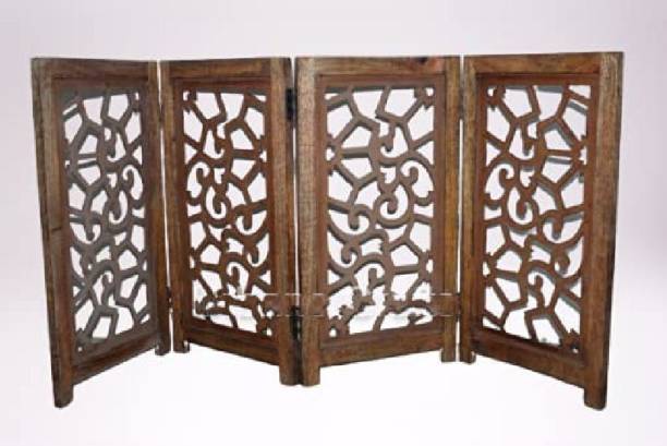 India wood mart Wooden Room Divider | 4 Panel Design Partition | Wood Panel Separators Solid Wood Decorative Screen Partition