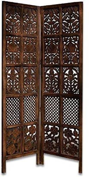 Decorhand Handcrafted 2 Panel Wooden Room Divider Screen Solid Wood Decorative Screen Partition