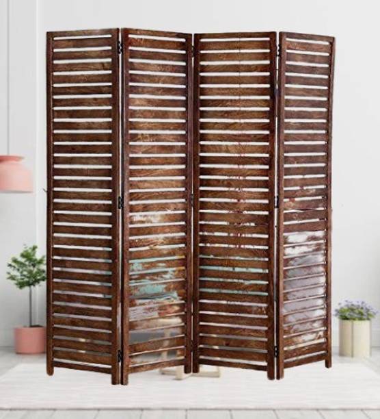 Soul Light Art Mango Wood Partition Wooden Room Divider Screen Panel (4) Solid Wood Decorative Screen Partition