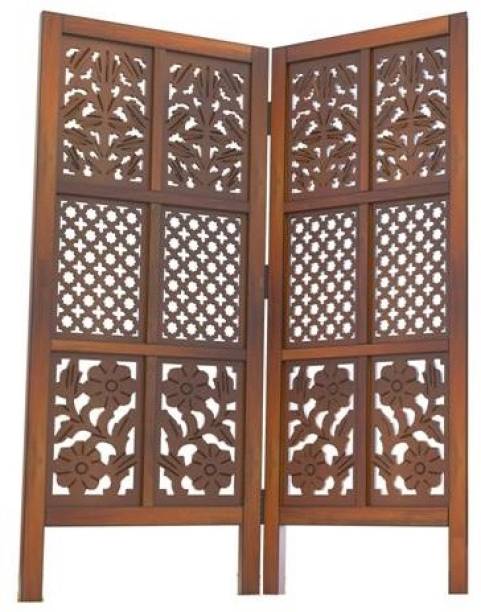 Decorhand Handcrafted 2 Panel Wooden Room Divider Screen Solid Wood Decorative Screen Partition