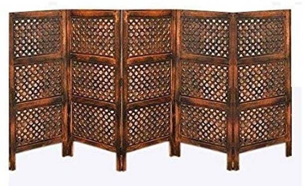 Soul Light Art Wooden Room Partition | 5 Panel with Stand | Room Divider Partition Solid Wood Decorative Screen Partition