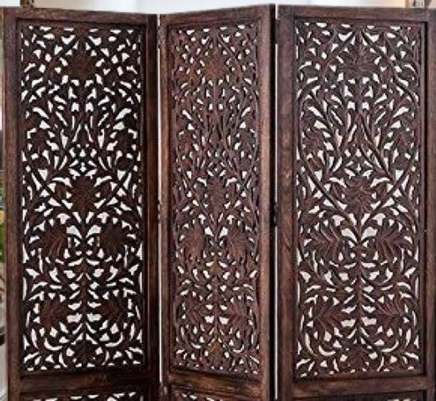 Soul Light Art Beautiful Handmade Room Divider Wooden Partition in Kashmiri Design Panel (4) Solid Wood Decorative Screen Partition