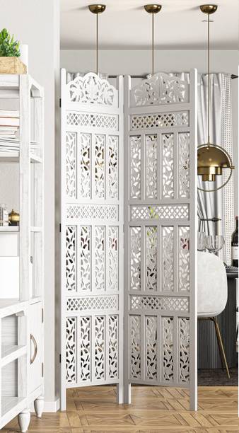 Artesia Handcrafted 2 Panel Wooden MDF Room Partition & Room Divider (White) Solid Wood Decorative Screen Partition