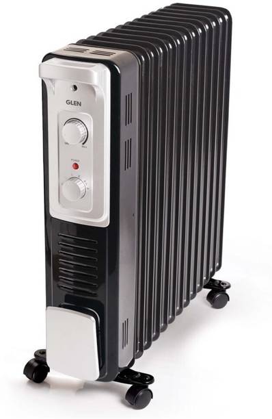 Glen HA-7015OR13 13 Fin Oil Filled Radiator Room Heater With Turbo Ceramic Fan Black Oil Filled Room Heater