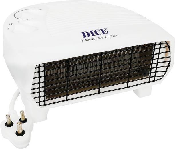 Dice Premium 2000/1000 Watts with Adjustable Thermostat (White) Overheat Protection,Auto cut off,2 Heat Setting Fan Room Heater
