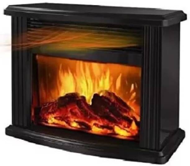 Chhogli Electric Fireplace Tabletop Portable Heater, 1000W Black Metal Frame Room Heater Fan Room Heater