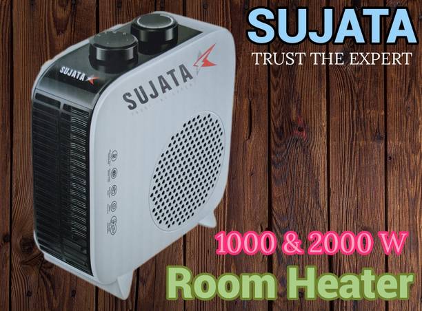 सुजाता Portable Fan Heater {1000 W} 2 Heat Settings, Horizontal & Overheat Protection पंखा रूम हीटर