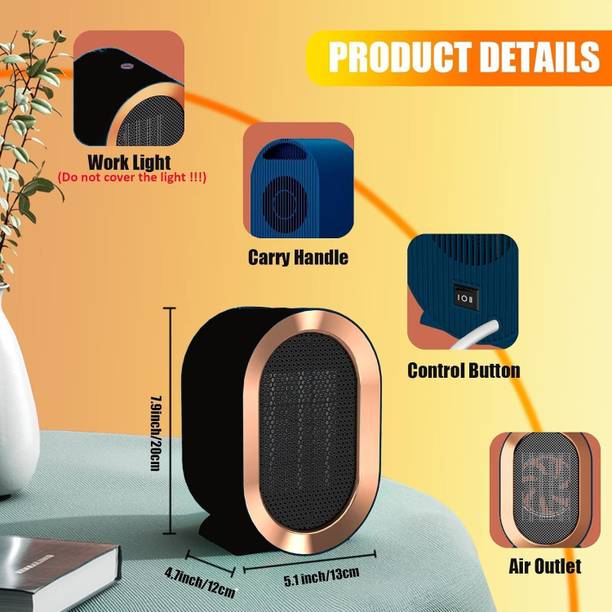 Viraan Black Portable Heating Fan Heater for Room & Office Fan Room Heater