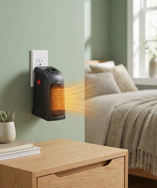 Aravli Small Electric Handy Room Heater Compact Plug-in, The Wall Outlet 400Watts, Handy Air Warmer Blower Adjustable Timer Digital Display for Office/Camper Fan Room Heater