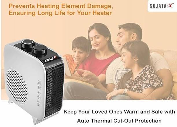 SUJATA Portable Fan Heater ! 2 Heat Settings ! Horizontal & Overheat Protection Fan Room Heater