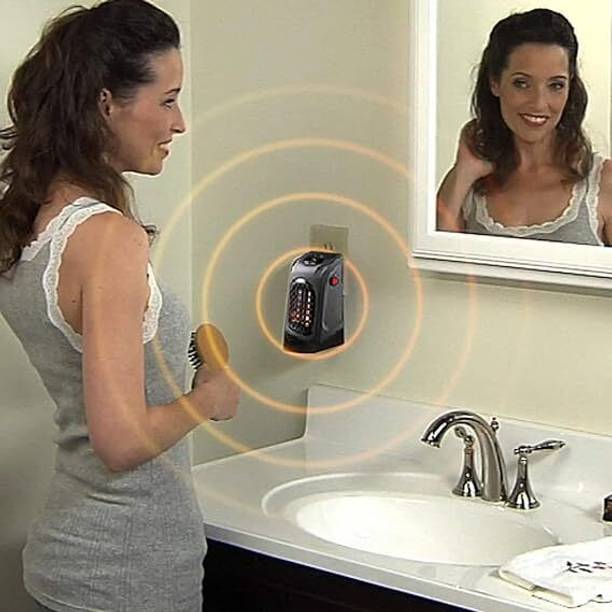 Chenna Plastic Electric Heater Fan Wall-Outlet Handy Adjustable Timer Digital Display Fan Room Heater