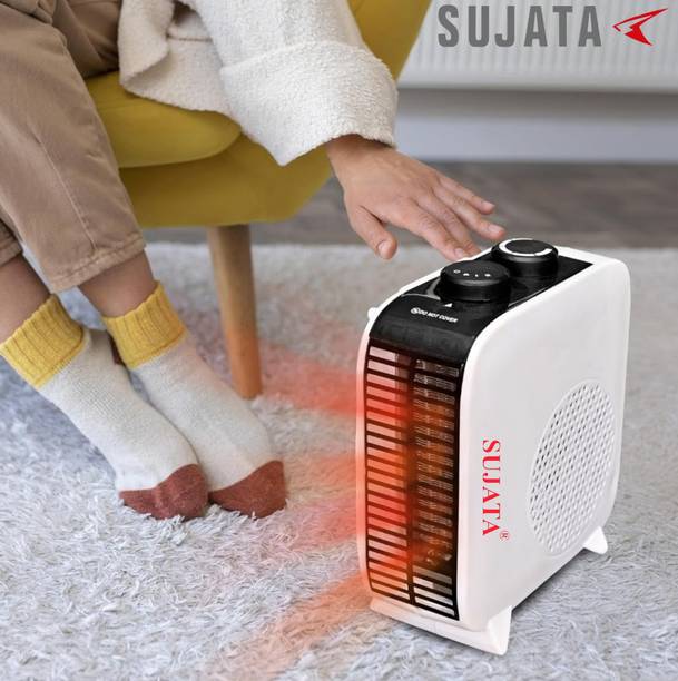 SUJATA Portable Fan Heater 1000 W 2 Heat Settings ! Horizontal & Overheat Protection Fan Room Heater