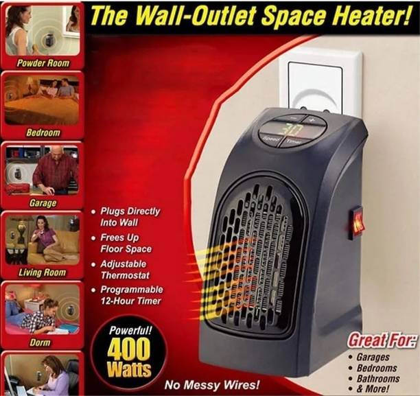 NUVIO The Wall Outlet 400 Watts, Handy Air Warmer Blower Adjustable Timer Fan Room Heater