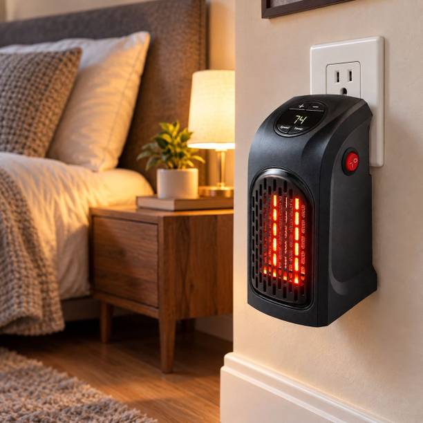 REGENTECOM Wall Outlet Fan Heater Space Saving Room Warmer with Digital Readout Fan Room Heater