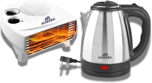 Alibaba Super Combo Pearl Super Efficient 2L Electric Kettle (2 L, Silver) & Dazzler Fan Room Heater