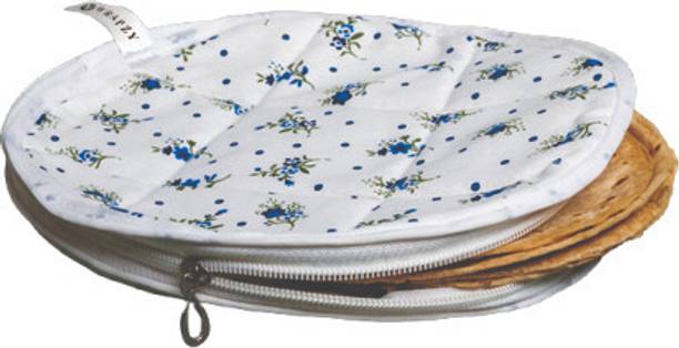 Wrapzy Pack of 2 - Round Roti Cover with Zip – Durable Food Cover for Fresh Chapatis Floral Print Roti Round Disk Cover