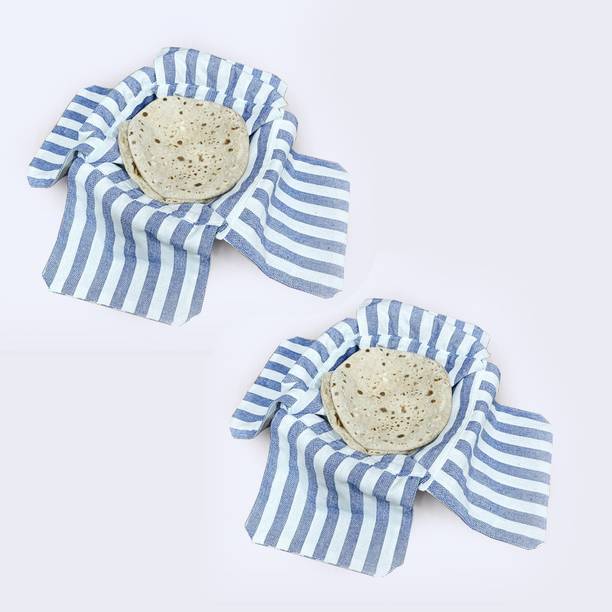 Aarnikawrap Double Layer Roti Clothes Wrap with Flaps Casement Cotton Cloth Striped Roti Square Flap Cover