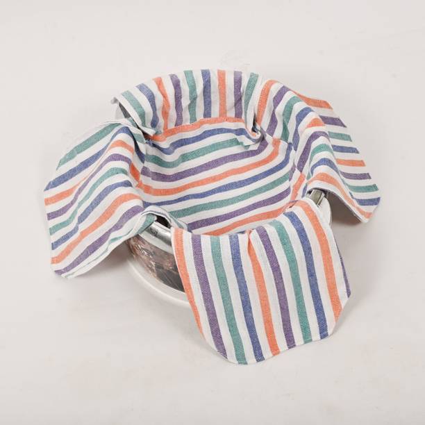 Aarnikawrap Striped Cotton Kitchen Towel – Multi-Purpose Cloth for Dough Proofing Striped Roti Square Disk Cover