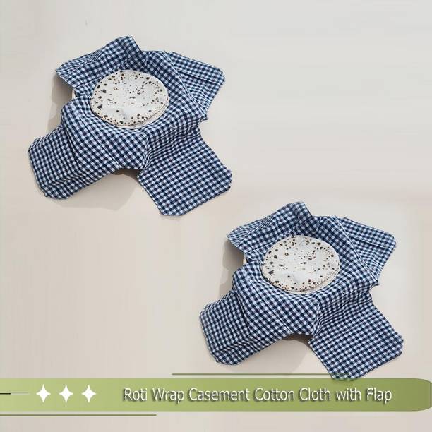Aarnikawrap Double Layer Roti Clothes Wrap with Flaps Casement Cotton Cloth Solid Roti Square Flap Cover