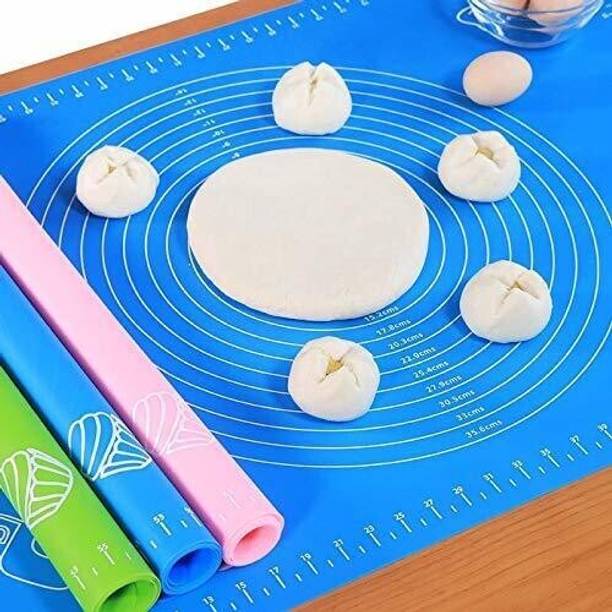 SLOPAWORLD Silicon Fondant Rolling Mat or Silicone Baking Sheet Large with Measurements Geometric Print Roti Square Flap Cover