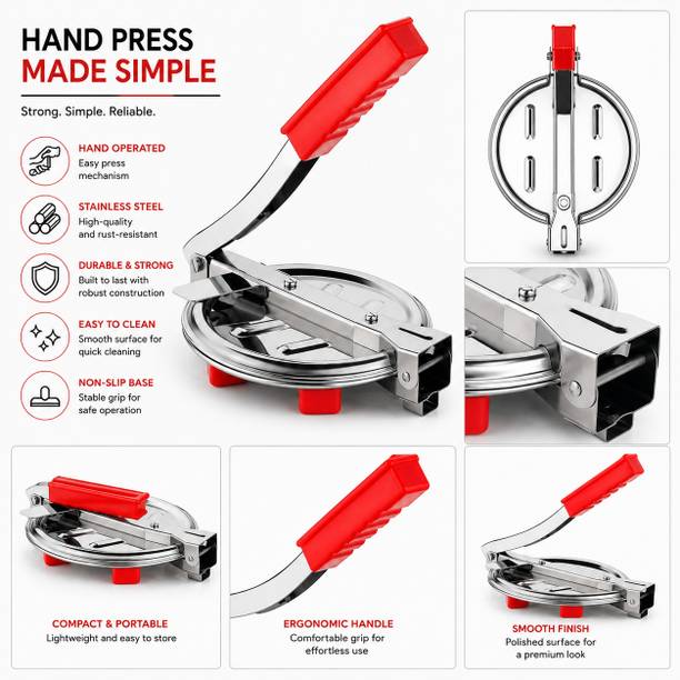 GLOWIRA Heavy Duty Stainless Steel Roti Press Roti and Khakra Maker
