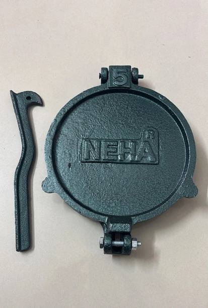 Neha New Iron Dough Press Machine SS Plate 16 Cm Heavy Khakhra Puri Papad Chapati Roti and Khakra Maker
