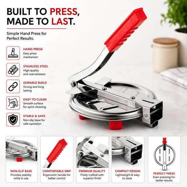 GLOWIRA Heavy Duty Stainless Steel Roti Press Roti and Khakra Maker