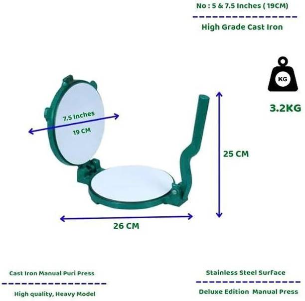forsel Roti Maker Press-Heavy Duty Cast Iron with Stainless Steel Plates Puri Maker Roti and Khakra Maker