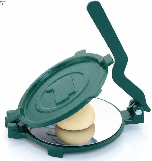 GLOWLIX 6.5 in Iron Puri Maker Roti & Pathiri Dough Press Machine with Stainless Steel14 Roti and Khakra Maker