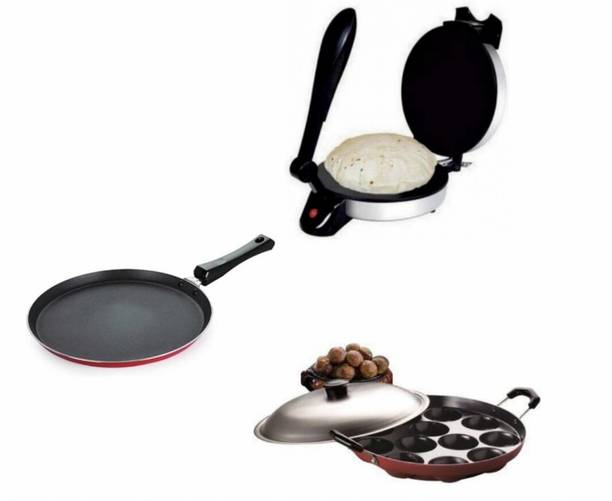 Viyasha Combo of Dosa Tawa | idli Maker 1 years warranty Model RT3 Roti and Khakra Maker