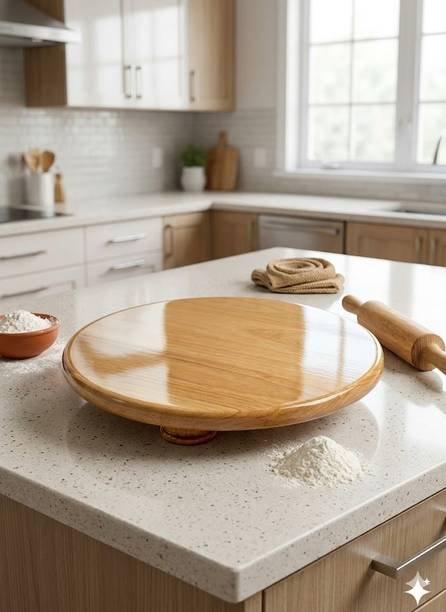 Tochwood Arts Wooden Chakla Roti Making Board MDF Wood Epoxy Laminate Surface Round Roti and Khakra Maker