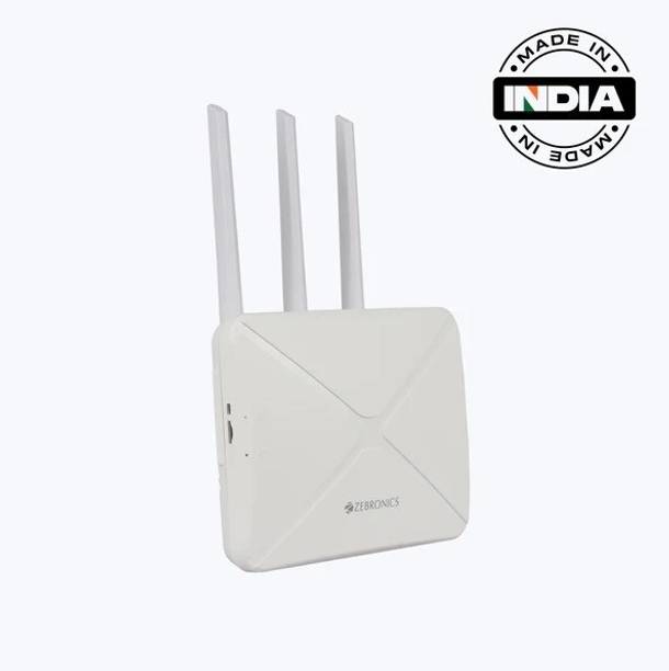 ZEBRONICS WR3004G Wi-Fi 6 Router with 4G/5G Sim Card ,High-Speed,LAN/WAN Port Auto Switch Router 2.4 GHz 100 Mbps Wifi Speed Dual Band External Antenna MiFi (Sim Based)