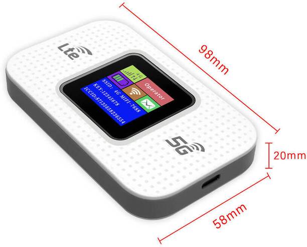 MARS 5G Dongle Wi-fi Hotspot Support 5G Network Sim Based 650Mbps Speed Router 2.4 GHz 350 Mbps Wifi Speed Single Band Internal Antenna MiFi (Sim Based)