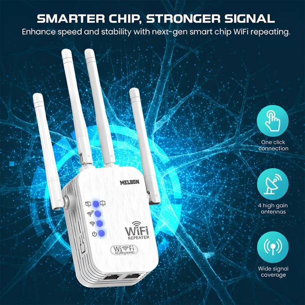Melbon Wifi- Repeater 01 whites WiFi Range Extender 2.4 GHz 150 Mbps Wifi Speed Dual Band External Antenna Ethernet (Cable Broadband), Access Point Mode